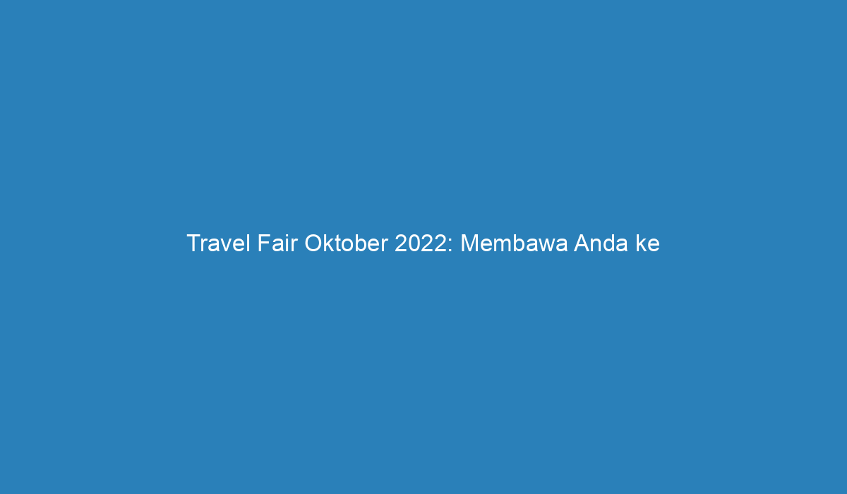 travel fair oktober 2022